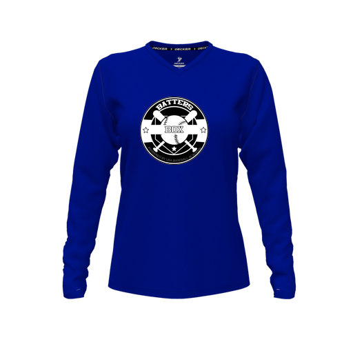 [CUS-DFW-TEES-CMF-VNK-LSL-RYL-FYXS-LOGO1] Comfort T-Shirt (Female Youth XS, Royal, V Neck, Logo 1, Long Sleeve)