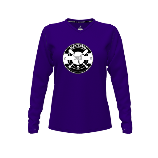 [CUS-DFW-TEES-CMF-VNK-LSL-PUR-FYXS-LOGO1] Comfort T-Shirt (Female Youth XS, Purple, V Neck, Logo 1, Long Sleeve)