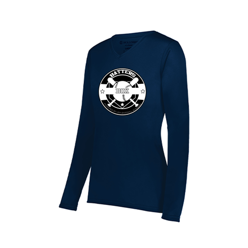 [222824.065.S-LOGO1] Ladies LS Smooth Sport Shirt (Female Adult S, Navy)