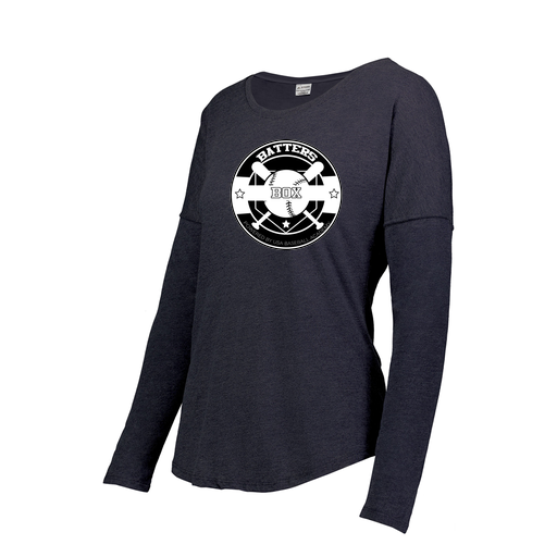 [3077.72N.S-LOGO1] Ladies LS Ultra-blend T-Shirt (Female Adult S, Navy)
